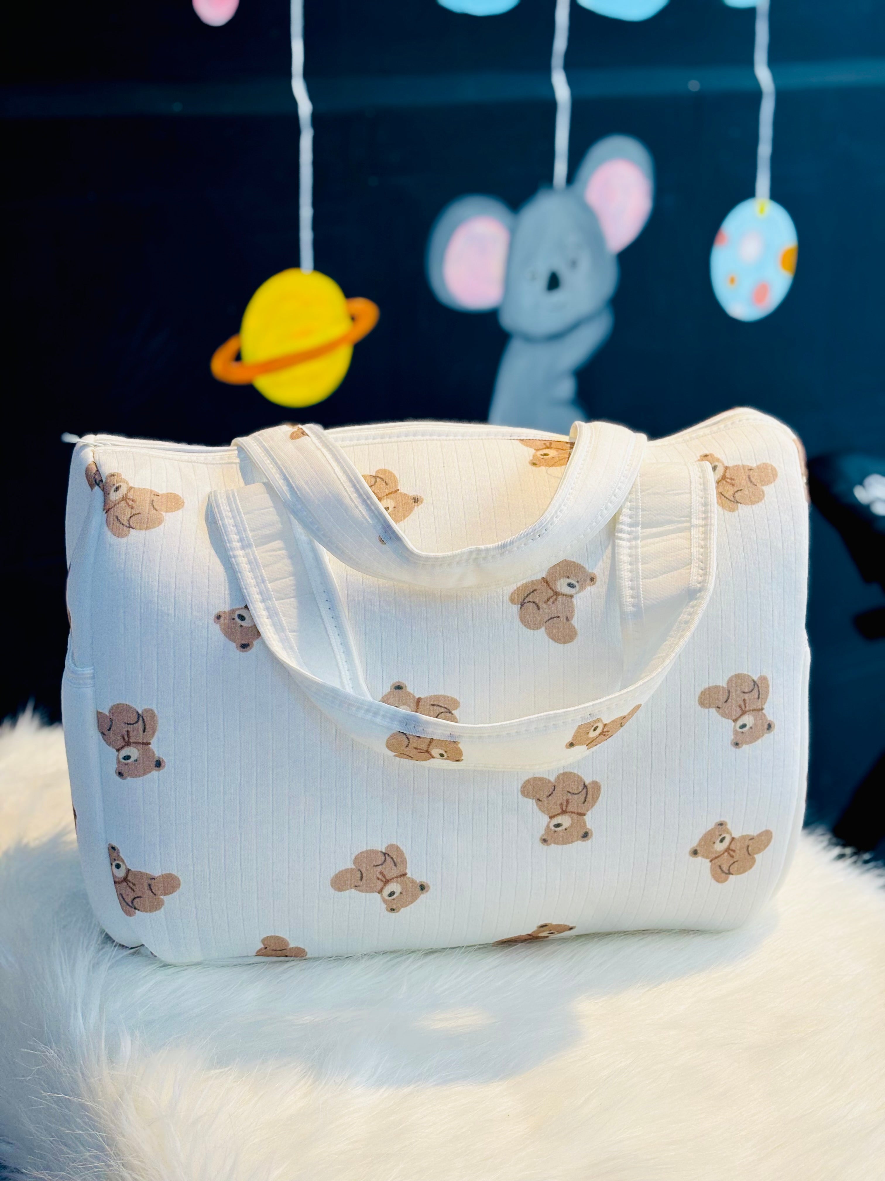 Sac de Maternité Chic - Imprimé Ourson ( Made in Turkey 🇹🇷 )