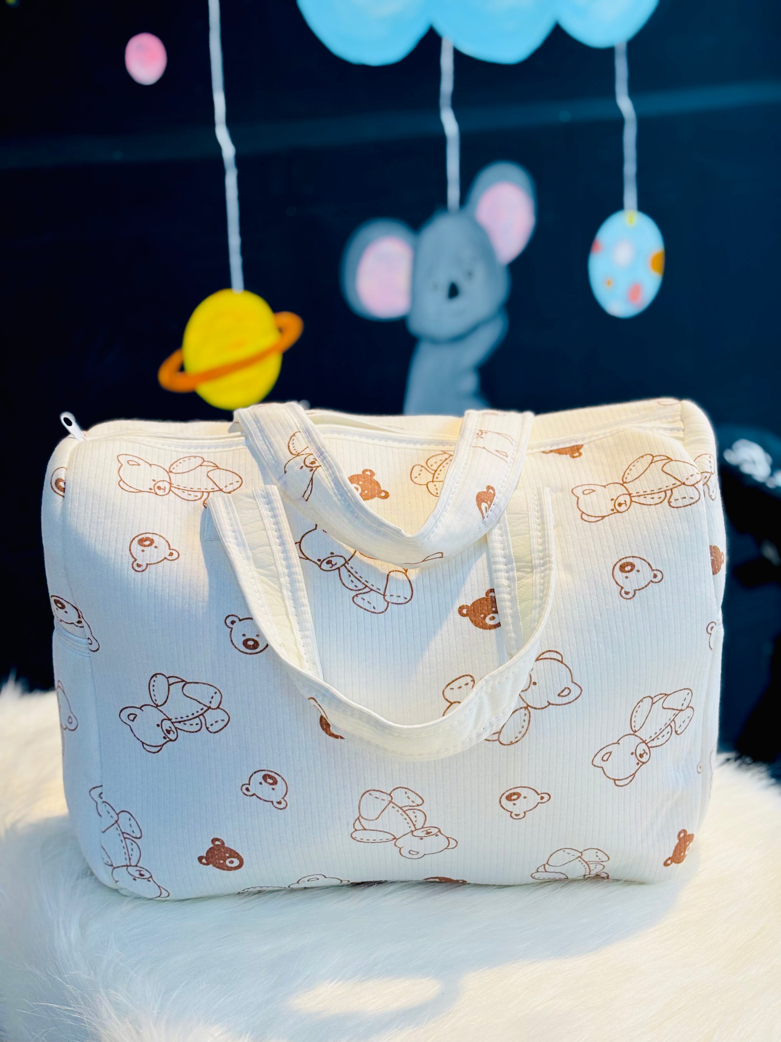 Sac de Maternité Chic - Imprimé Ourson ( Made in Turkey 🇹🇷 )