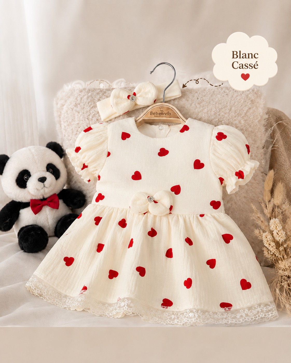 Ensemble Robe Bébé Fille Avec Bandeau – 0.3 Mois